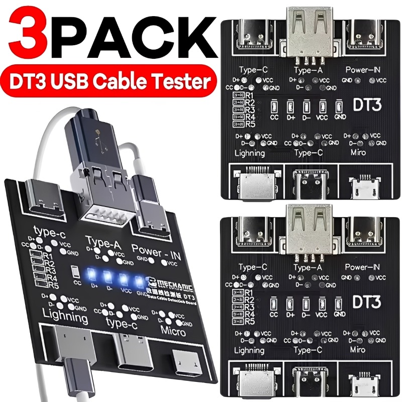 Tethering Cable Usb - 1/2/3 Piezas DT3 USB Tester, Placa